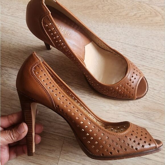 Michael Michael Kors Open Toe Pump in Tan Size 9.5 - Picture 1 of 14